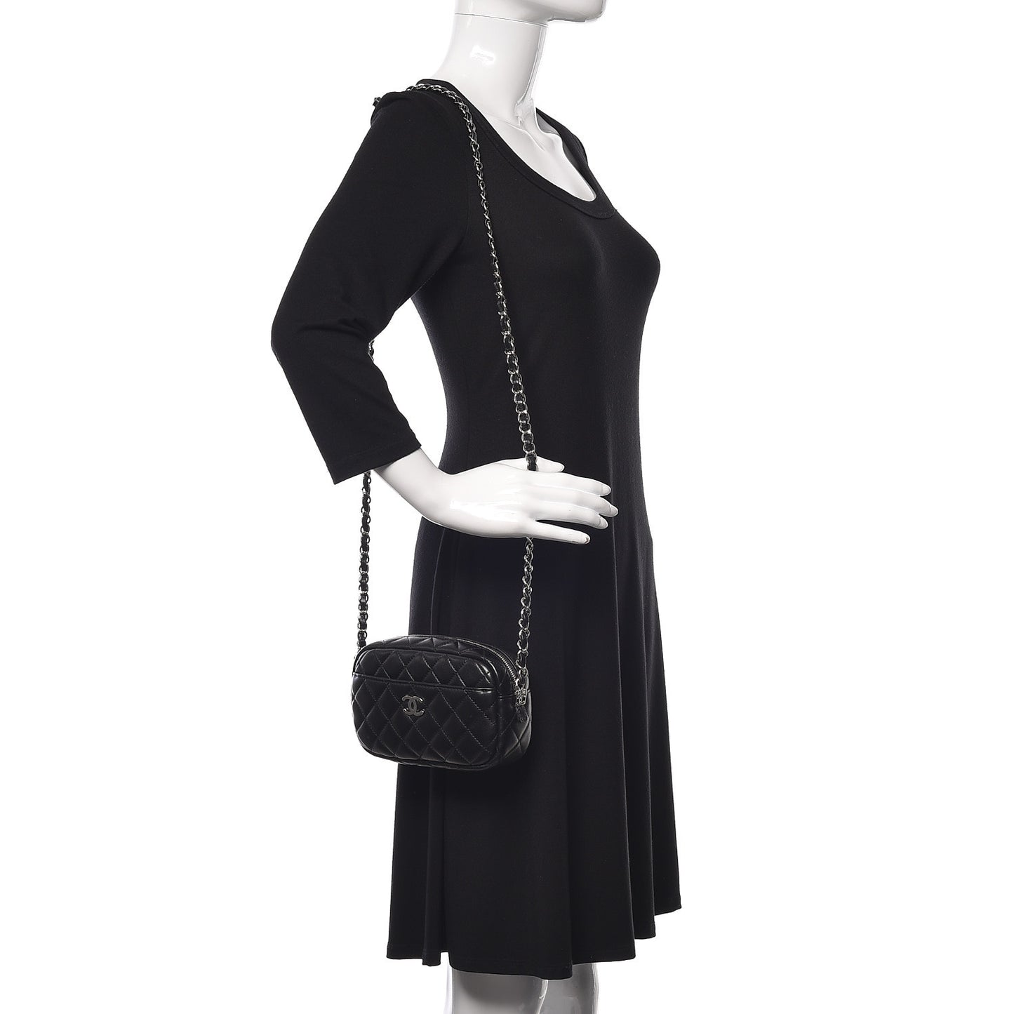Lambskin Quilted Small Timeless Camera Case Black