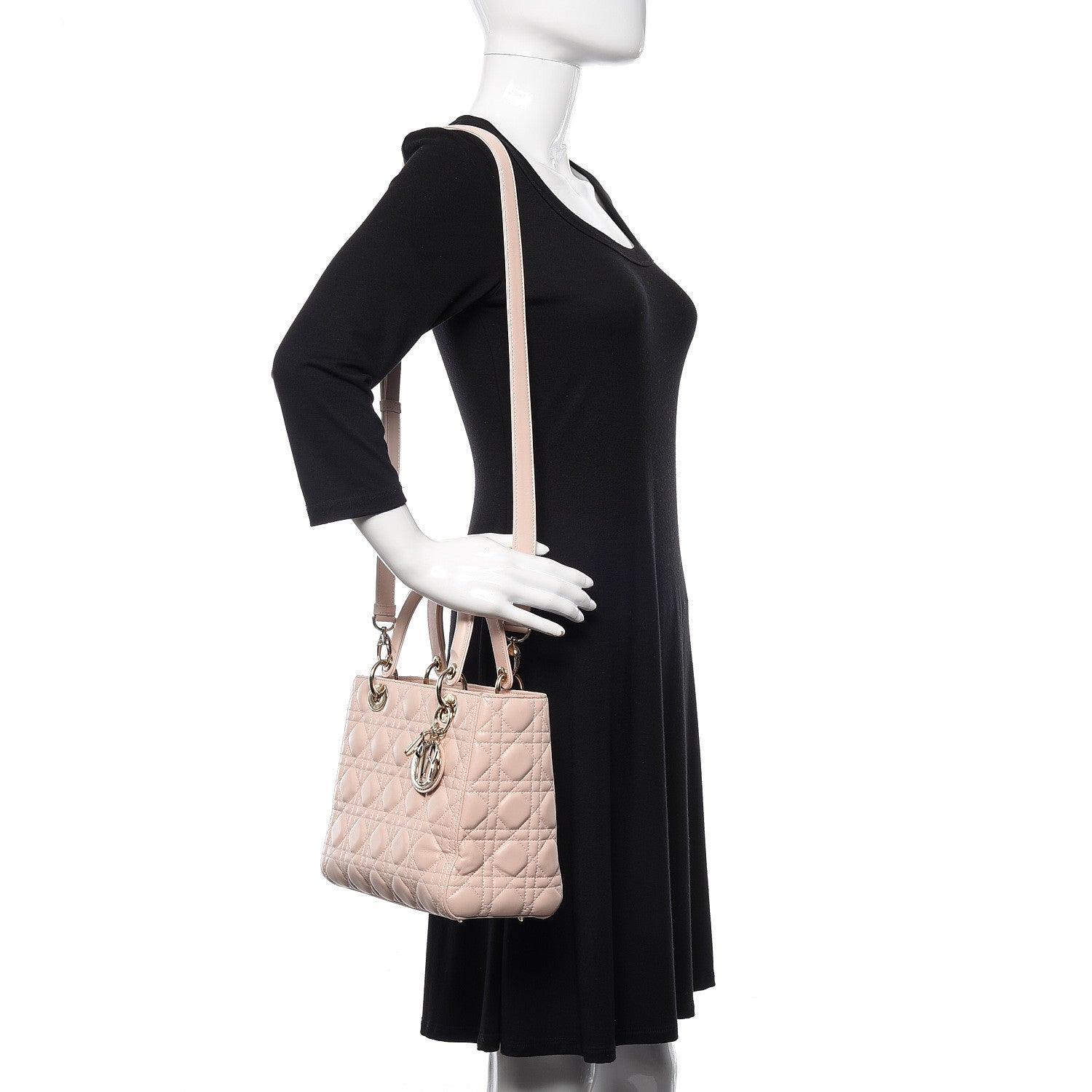 Christian Dior Lambskin Cannage Medium Lady Dior Light Pink 2 of 18