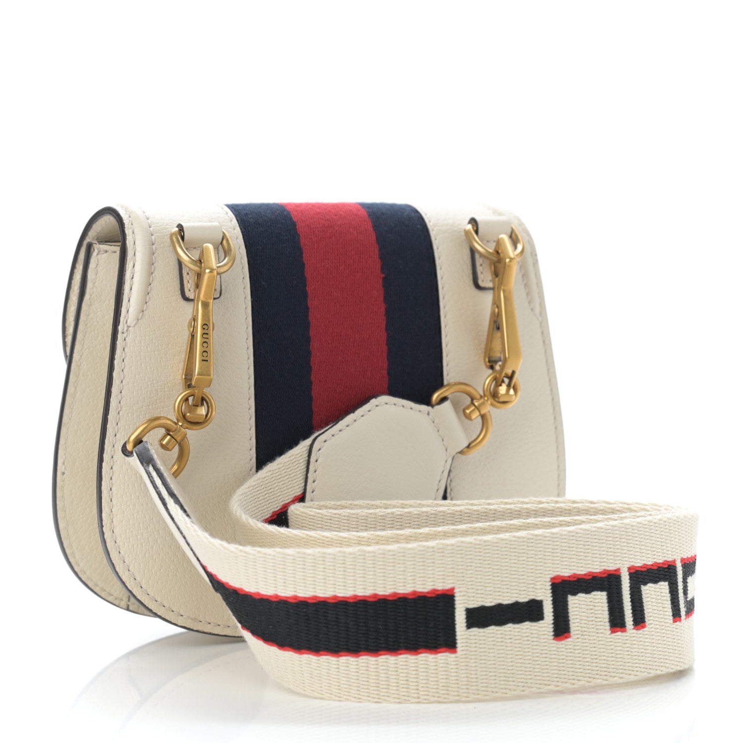 Gucci Calfskin Web Stripe Butterfly Small Totem Shoulder Bag White 3 of 10