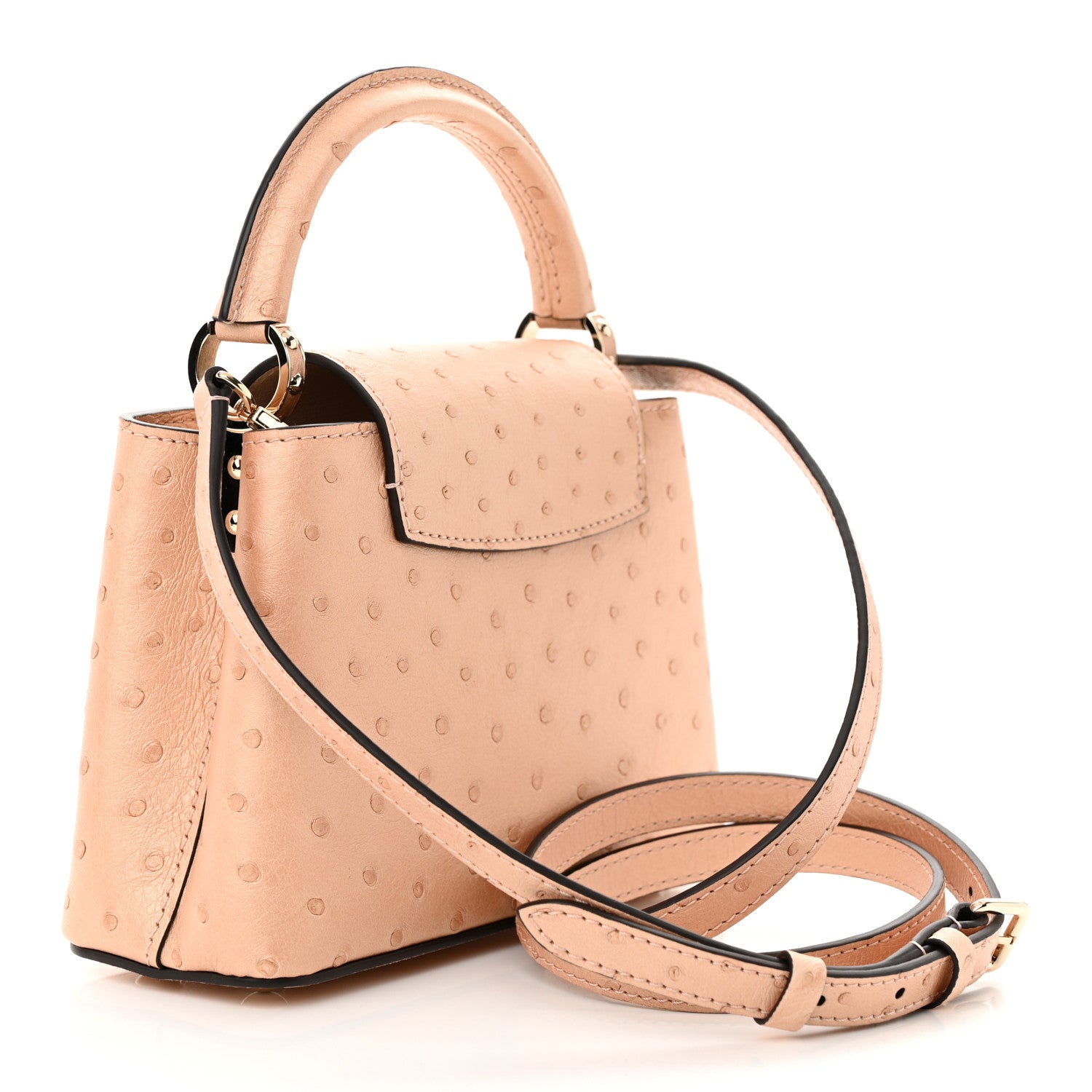 Louis Vuitton Ostrich Capucines Mini Rose Champagne 3 of 10