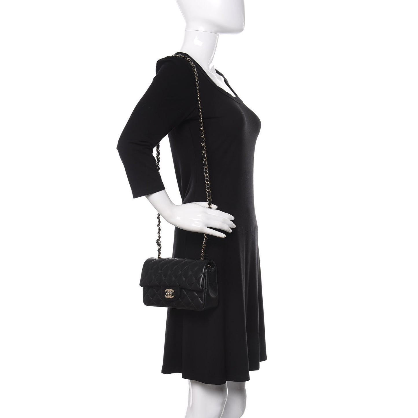 Lambskin Quilted Mini Rectangular Flap Black