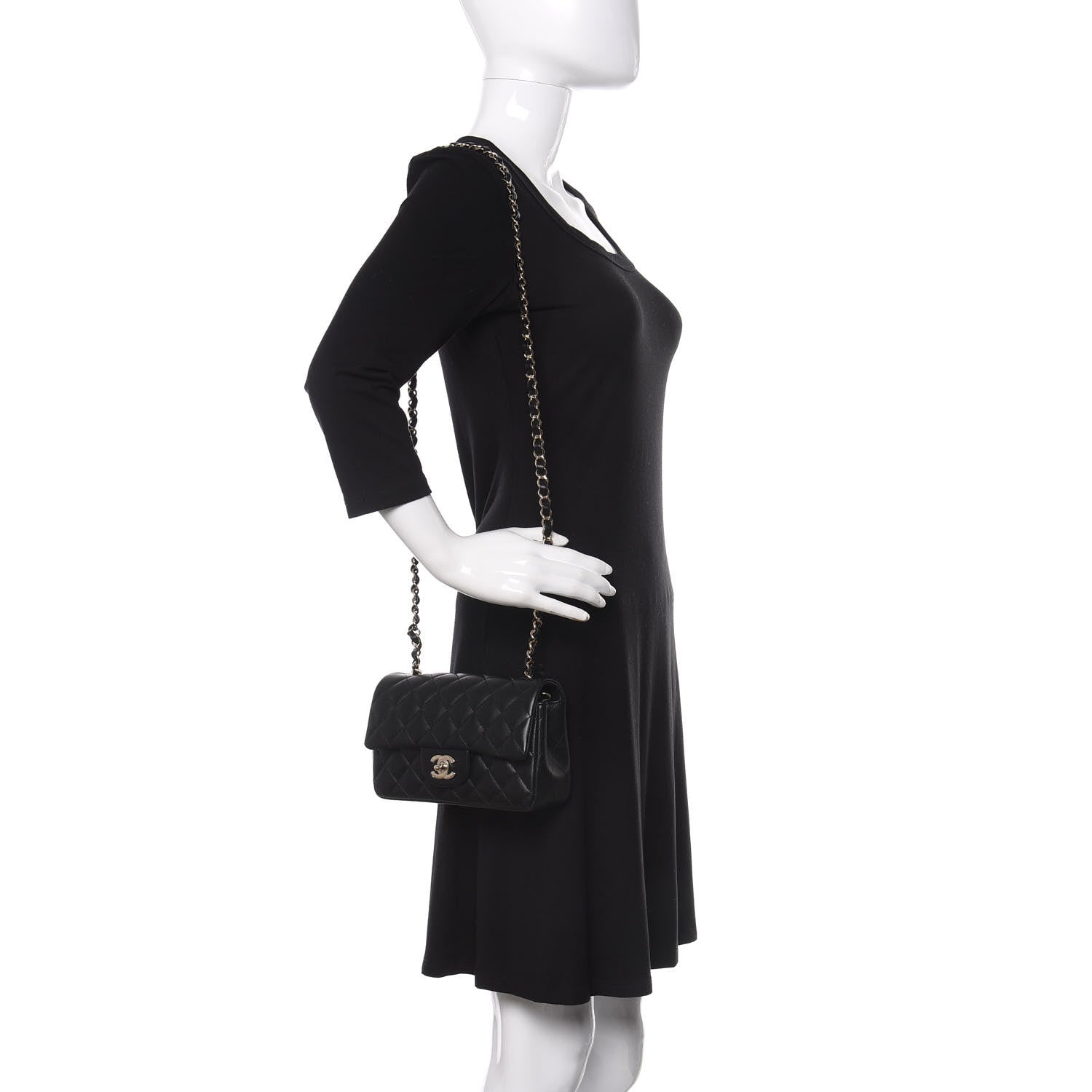 Chanel Lambskin Quilted Mini Rectangular Flap Black 2 of 10