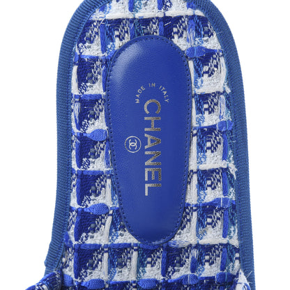 Chanel Tweed CC Flat Mules S Blue 7 of 8