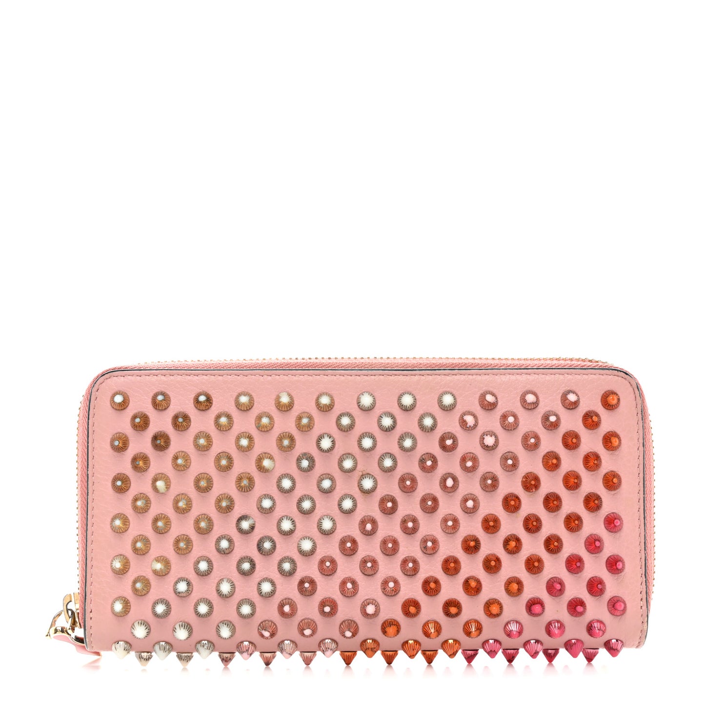 Calfskin Panettone Spiked Zip Around Wallet Pink Multicolor