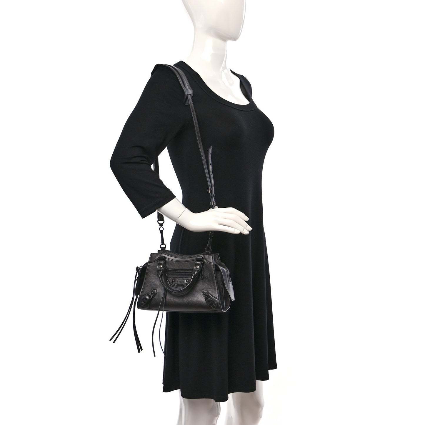 Smooth Calfskin Neo Classic Black Hardware Mini City Gunmetal
