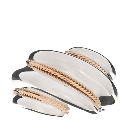 Tiffany Sterling Silver 18K Yellow Gold Wave Ring 48 4.5 1 of 5