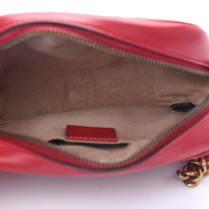 Gucci Calfskin Matelasse Mini GG Marmont Chain Shoulder Bag Hibiscus Red 5 of 9