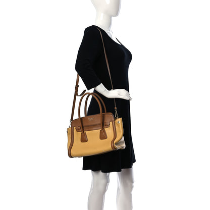Prada Saffiano City Calfskin Bi-Color Tote Ginestra Caramel 2 of 17