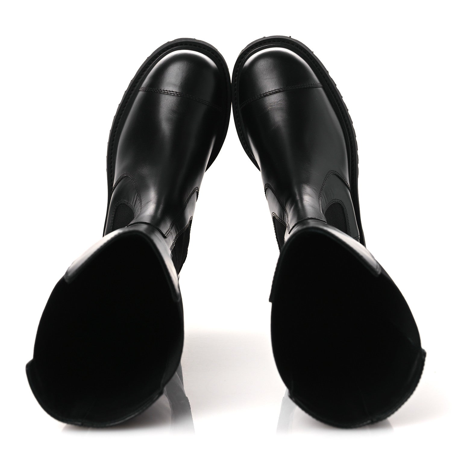 Chanel Calfskin Cap Toe CC Tall Boots 37.5 Black 1839455