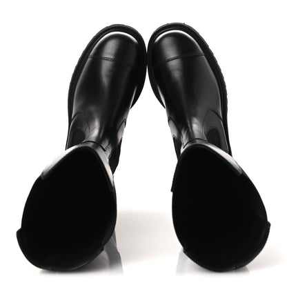 Chanel Calfskin Cap Toe CC Tall Boots 37.5 Black 2 of 11