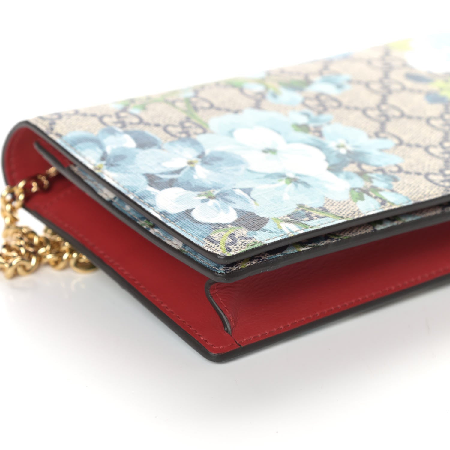 Gucci GG Supreme Monogram Blooms Chain Wallet Blue 7 of 8