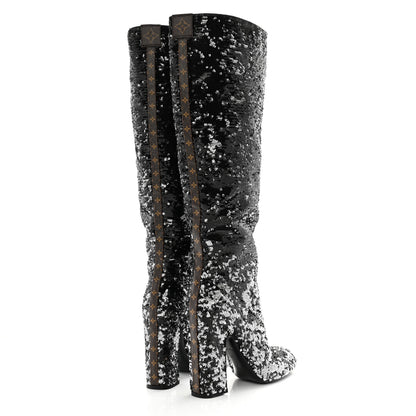 Louis Vuitton Sequin Donna High Boots 39 Black 4 of 8