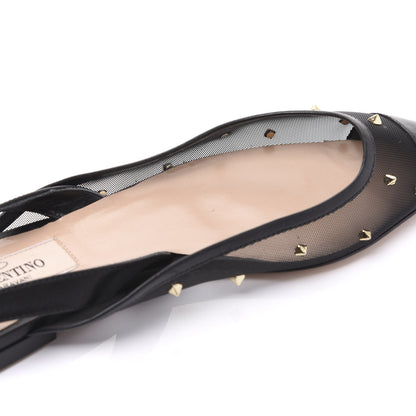 Valentino Garavani Mesh Shining Rockstud Slingback Flats 35.5 Black 8 of 8