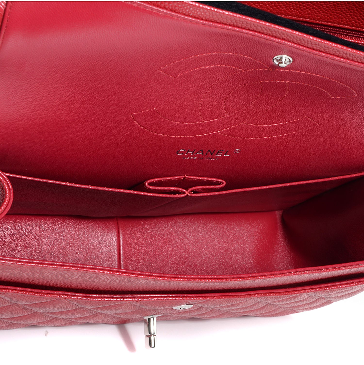 Chanel Pearly Caviar Jumbo Double Flap Dark Pink 6 of 9