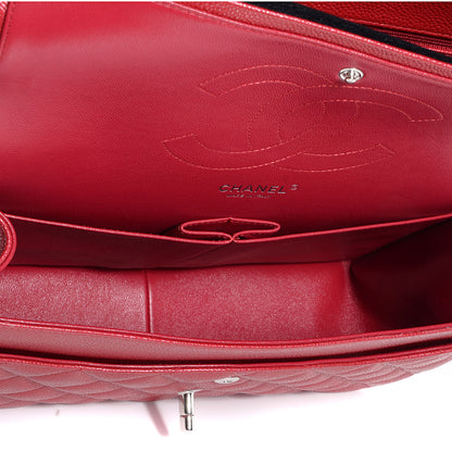 Chanel Pearly Caviar Jumbo Double Flap Dark Pink 6 of 9