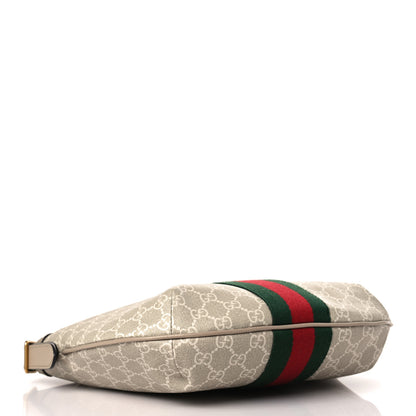 Gucci GG Supreme Monogram Textured Dollar Calfskin Web Small Ophidia Half Moon Hobo Beige Mystic White Oatmeal 4 of 9