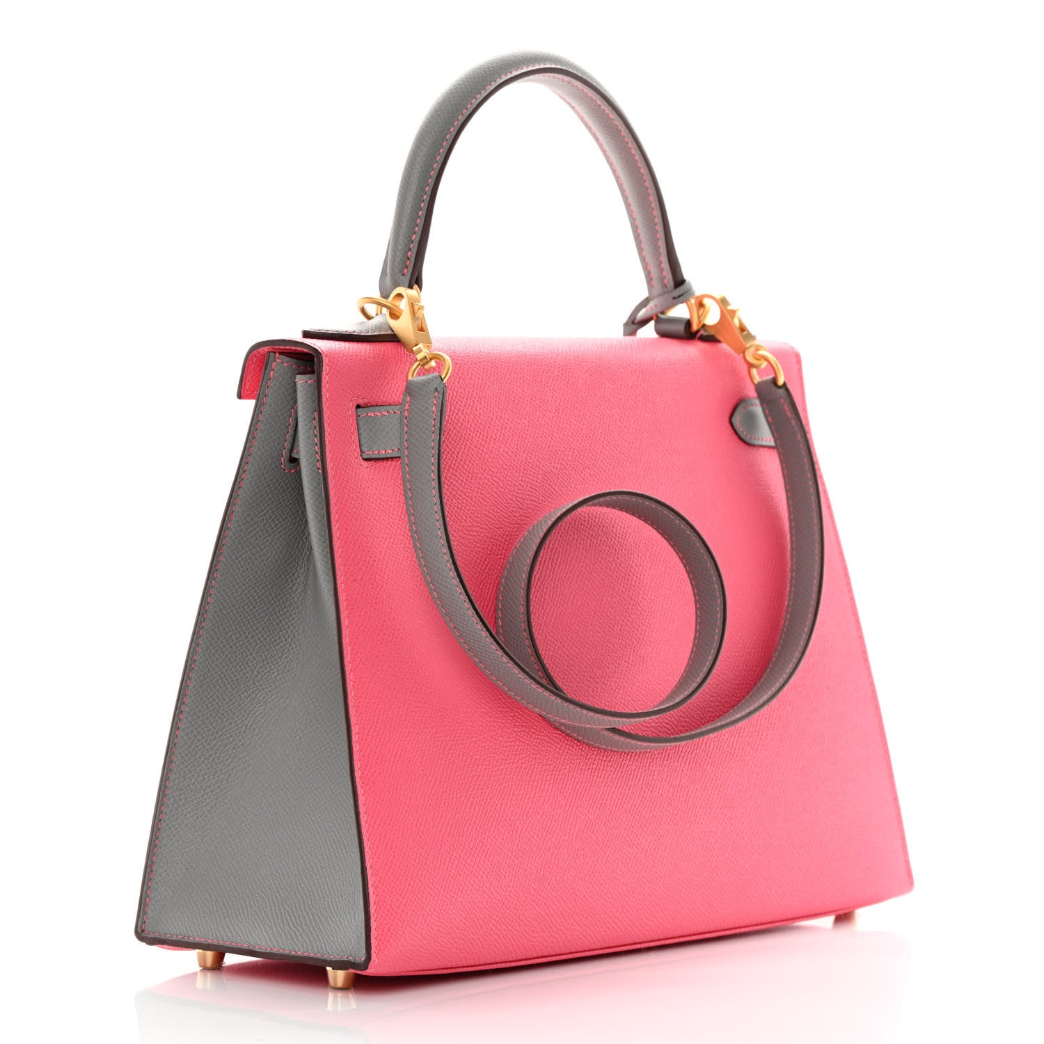 Hermes Epsom Horseshoe Kelly Sellier 28 Rose Azalee Gris Mouette 3 of 14