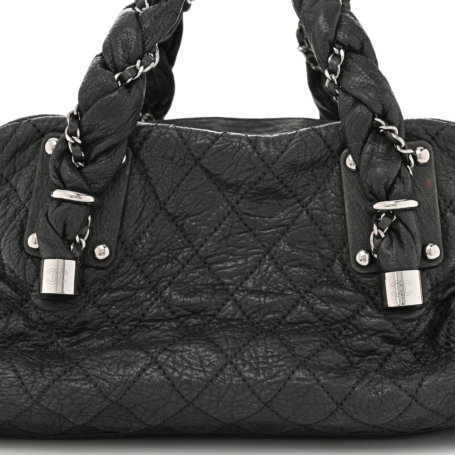 Chanel Distressed Lambskin Lady Braid Bowler Black 8 of 11