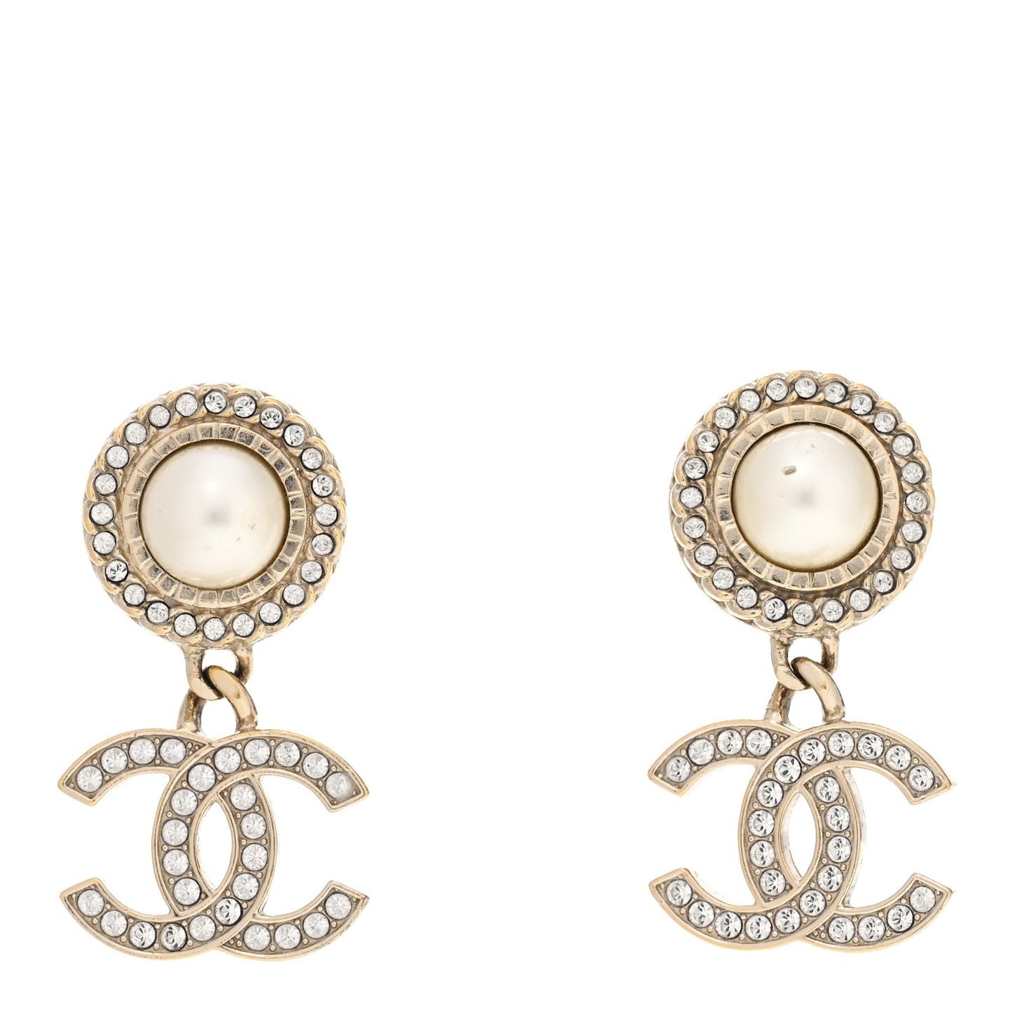 Crystal Pearl Bow-tiful CC Drop Earrings Gold