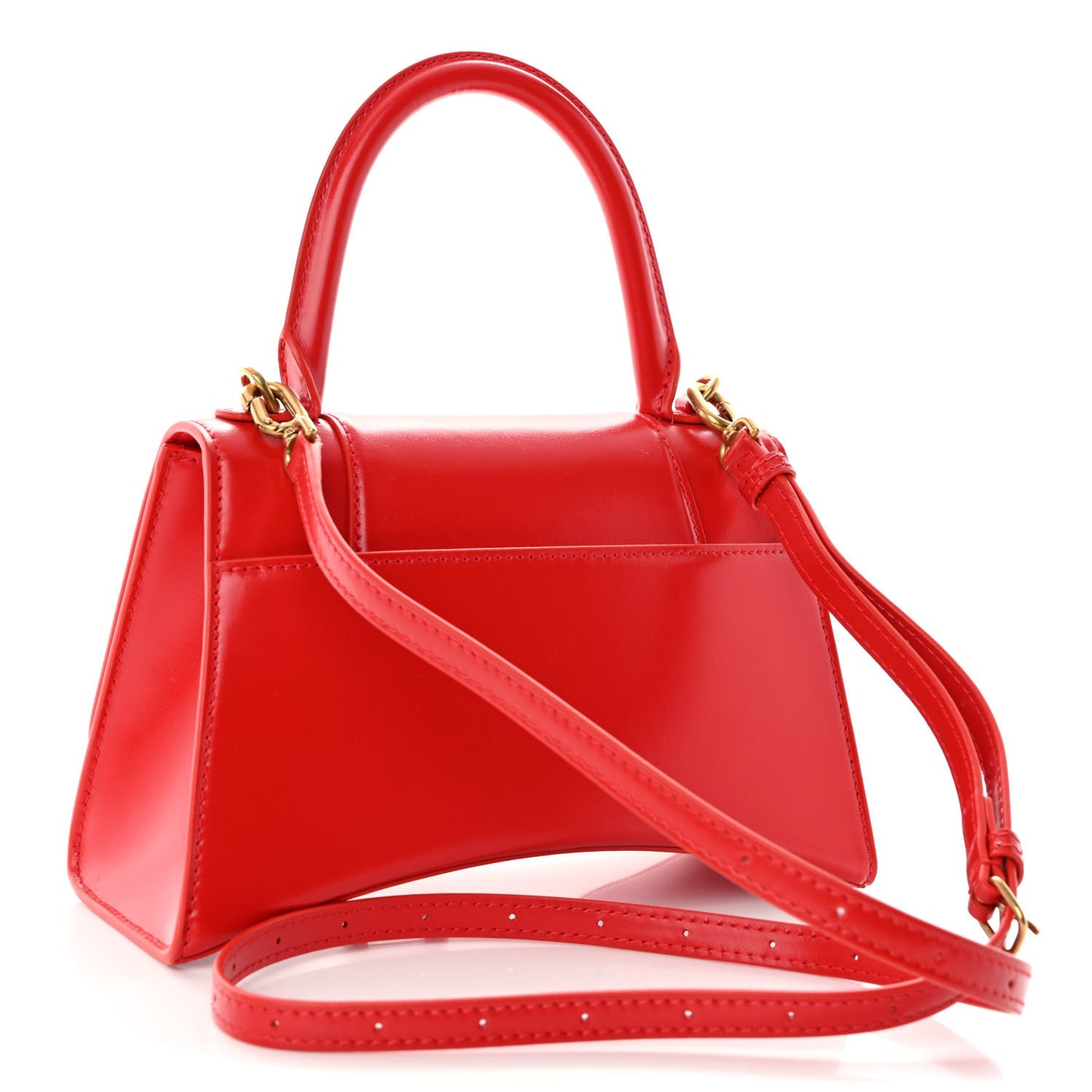 Shiny Box Calfskin Small Hourglass Top Handle Bag Bright Red