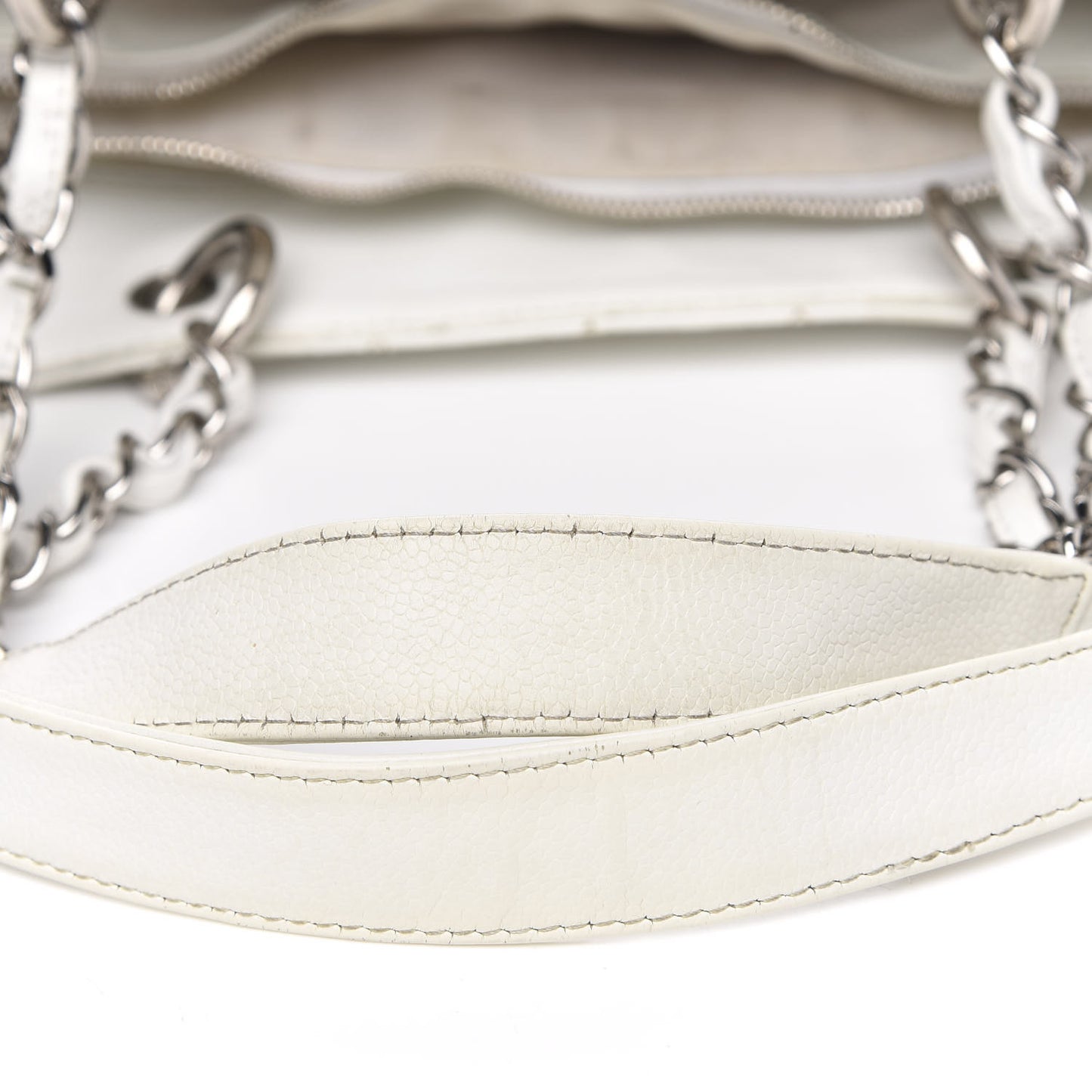 Caviar Quilted Grand Shopping Tote GST White