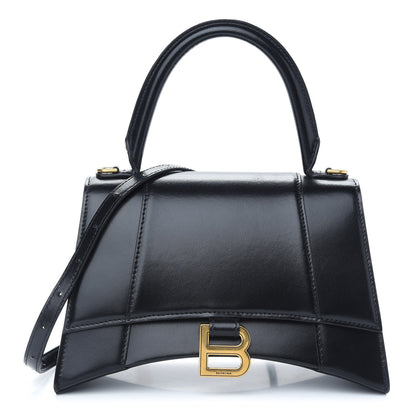 Balenciaga Shiny Box Calfskin Small Hourglass Top Handle Bag Black 1 of 9