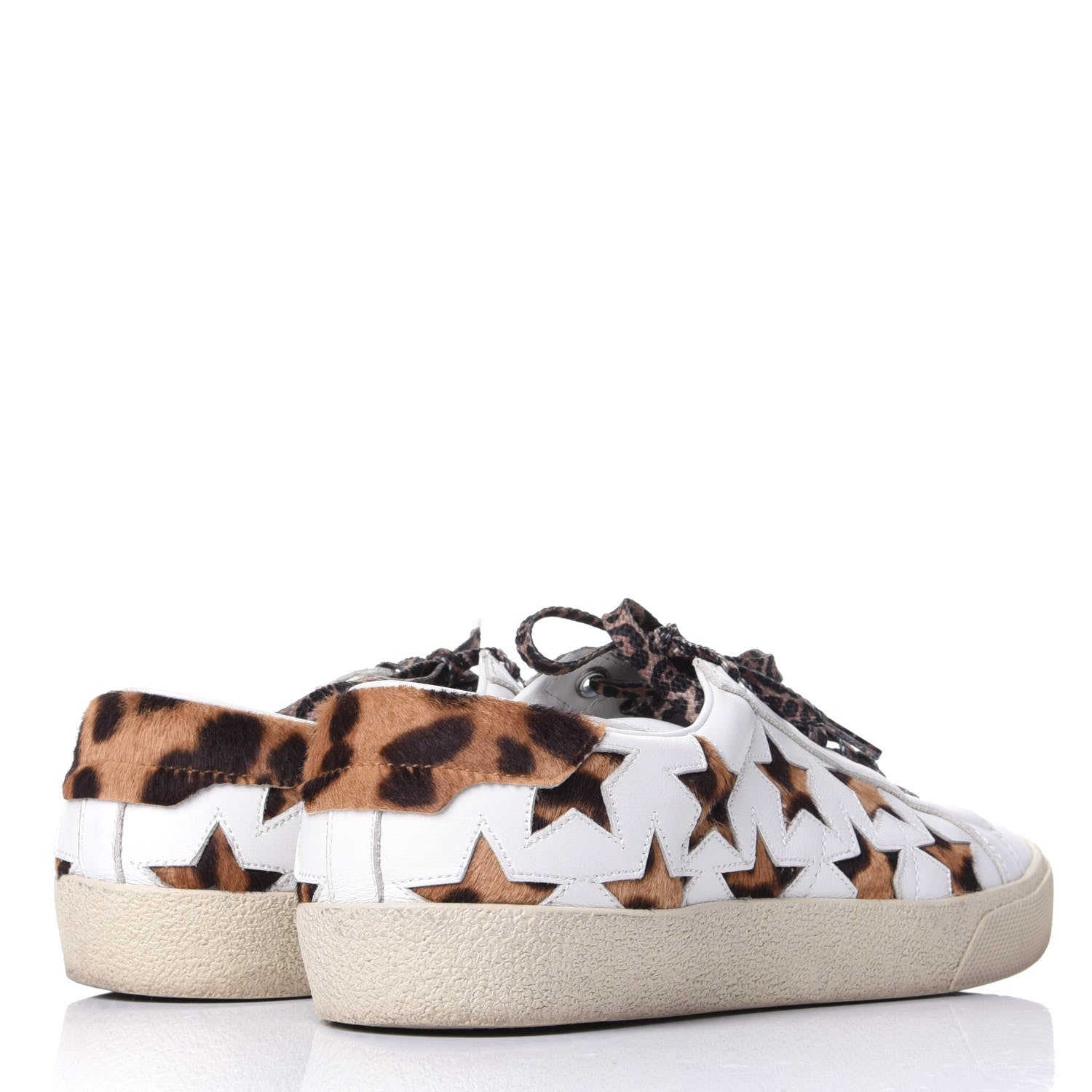 Saint Laurent Calfskin Pony Hair Star Court Sneakers 38 White 4 of 11