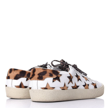 Saint Laurent Calfskin Pony Hair Star Court Sneakers 38 White 4 of 11