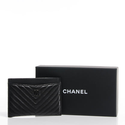 Chanel Lambskin Chevron Card Holder So Black 8 of 8