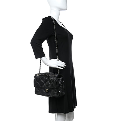 Chanel Lambskin Quilted Pearl Studded Flap Black 2 of 10