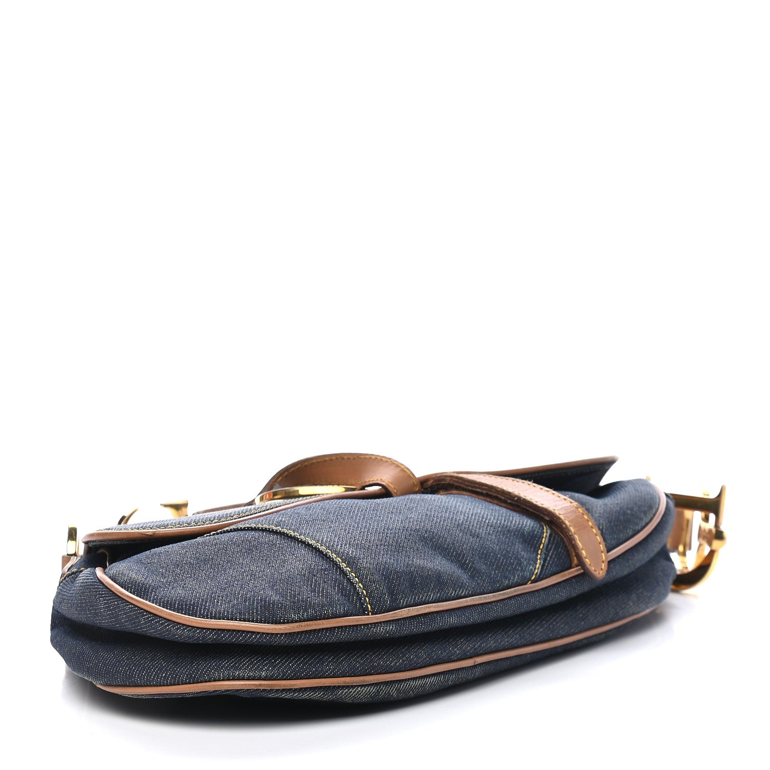 Christian Dior Denim Calfskin Saddle Bag Blue 4 of 9