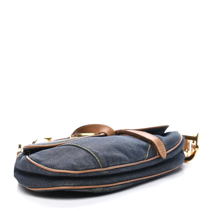 Christian Dior Denim Calfskin Saddle Bag Blue 4 of 9