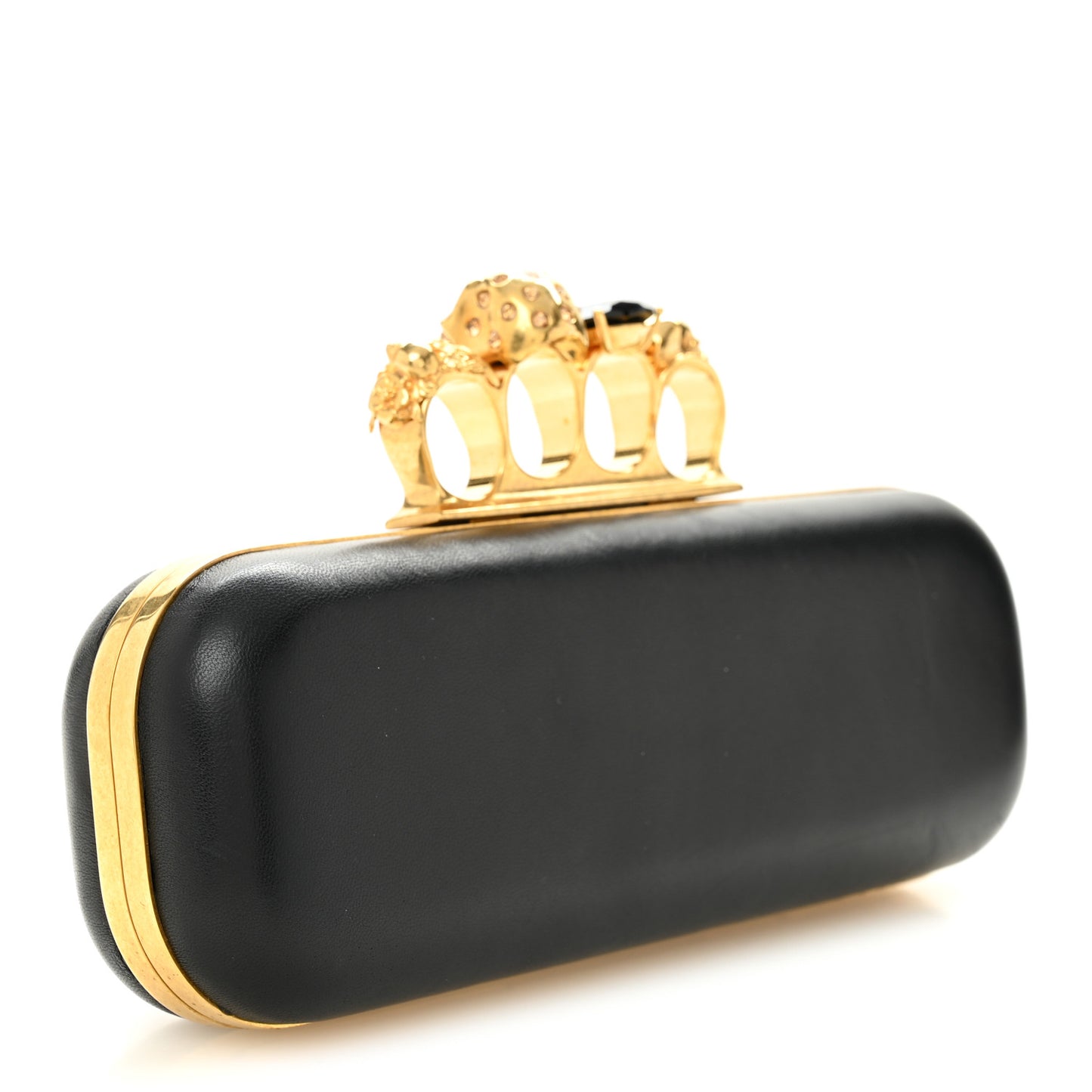Nappa Chain Knuckle Box Clutch Black