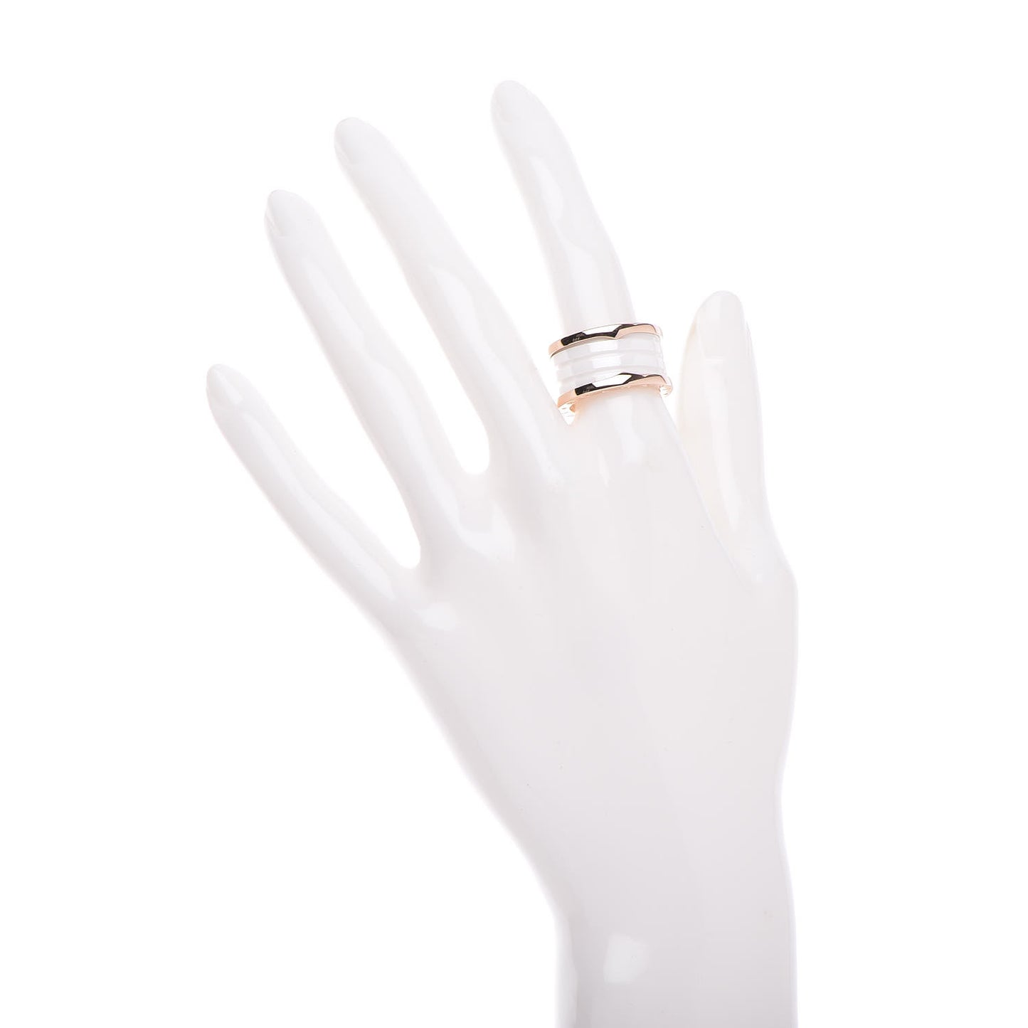 18K Rose Gold White Ceramic B.Zero1 Four-Band Ring 54 6.75