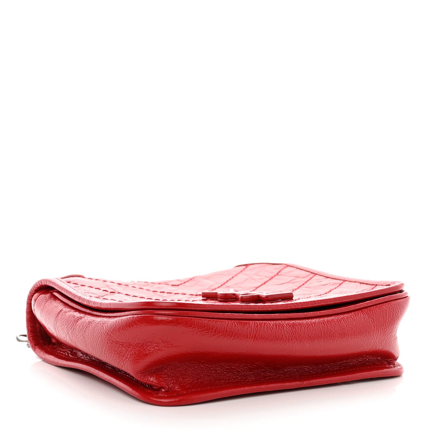 Crinkled Calfskin Matelasse Monogram Niki Chain Wallet Red