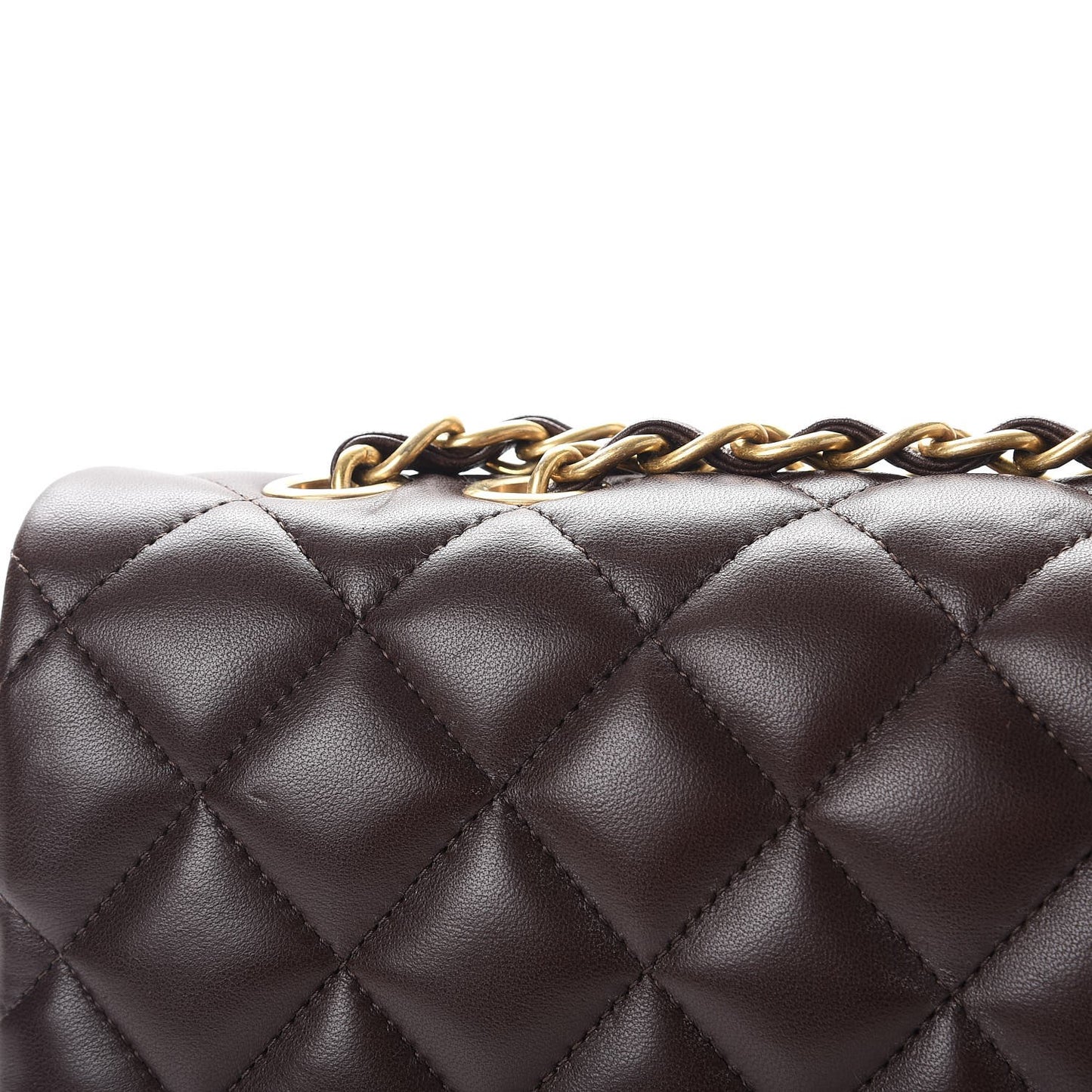 Lambskin Quilted Jumbo Single Flap Dark Brown