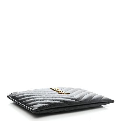 Saint Laurent Grain De Poudre Chevron Monogram Bill Pouch Black 4 of 8