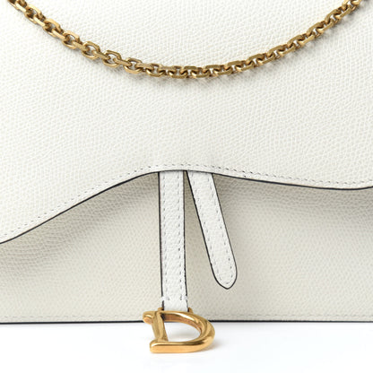 Christian Dior Grained Calfskin Saddle Chain Pouch Off White 11 of 11