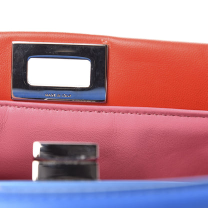 Fendi Nappa Colorblock Mini Peekaboo Iconic Satchel Papavero Bubblegum Blue Royal 8 of 11