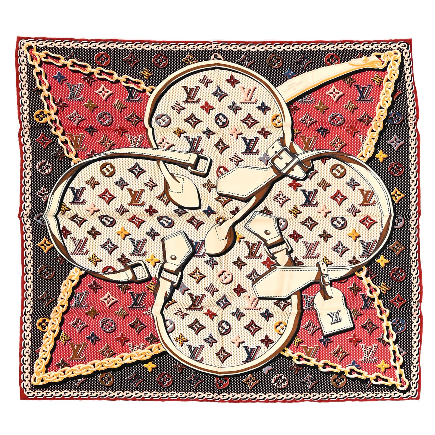 Silk Monogram Pop Square Scarf Beige