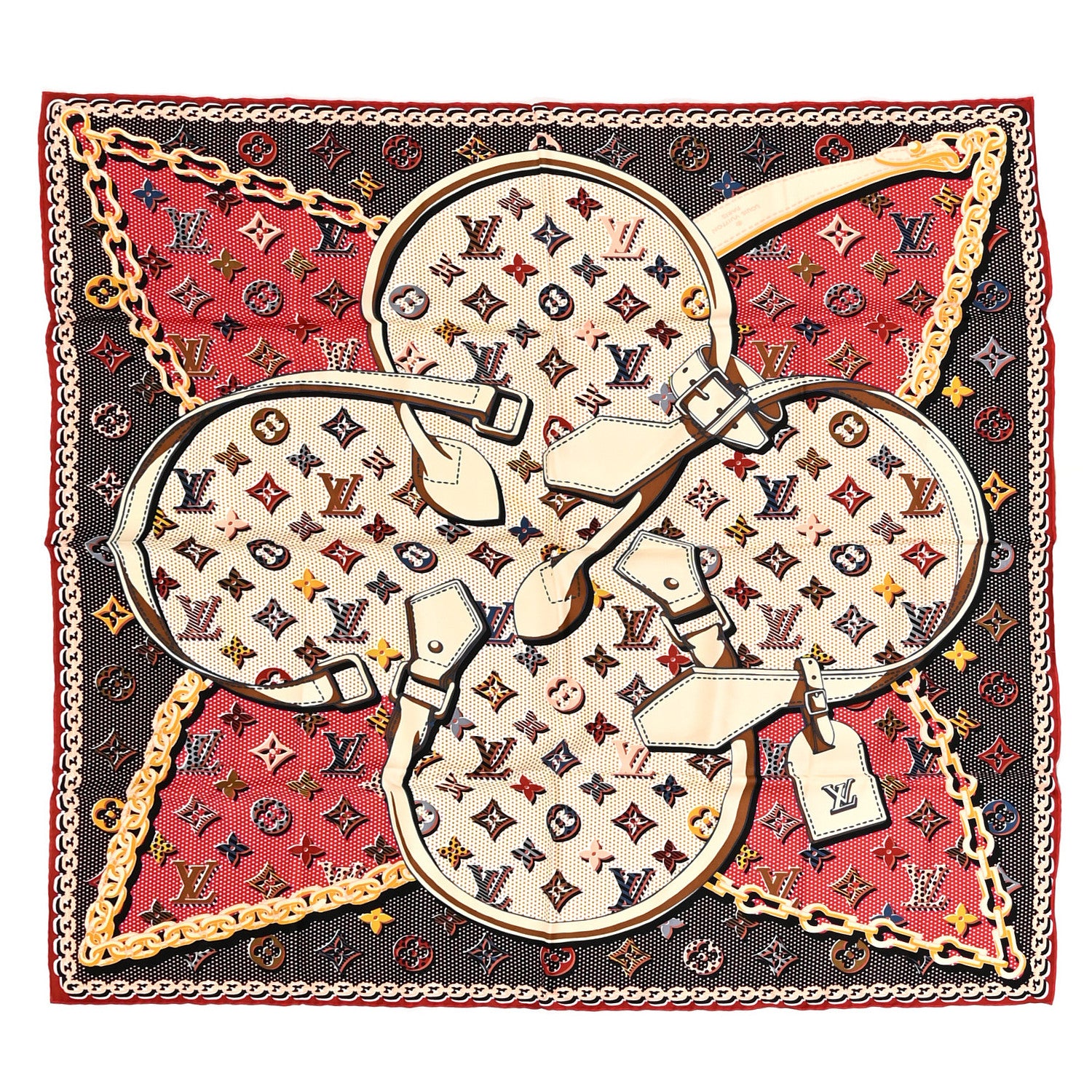 Louis Vuitton Silk Monogram Pop Square Scarf Beige 1 of 4
