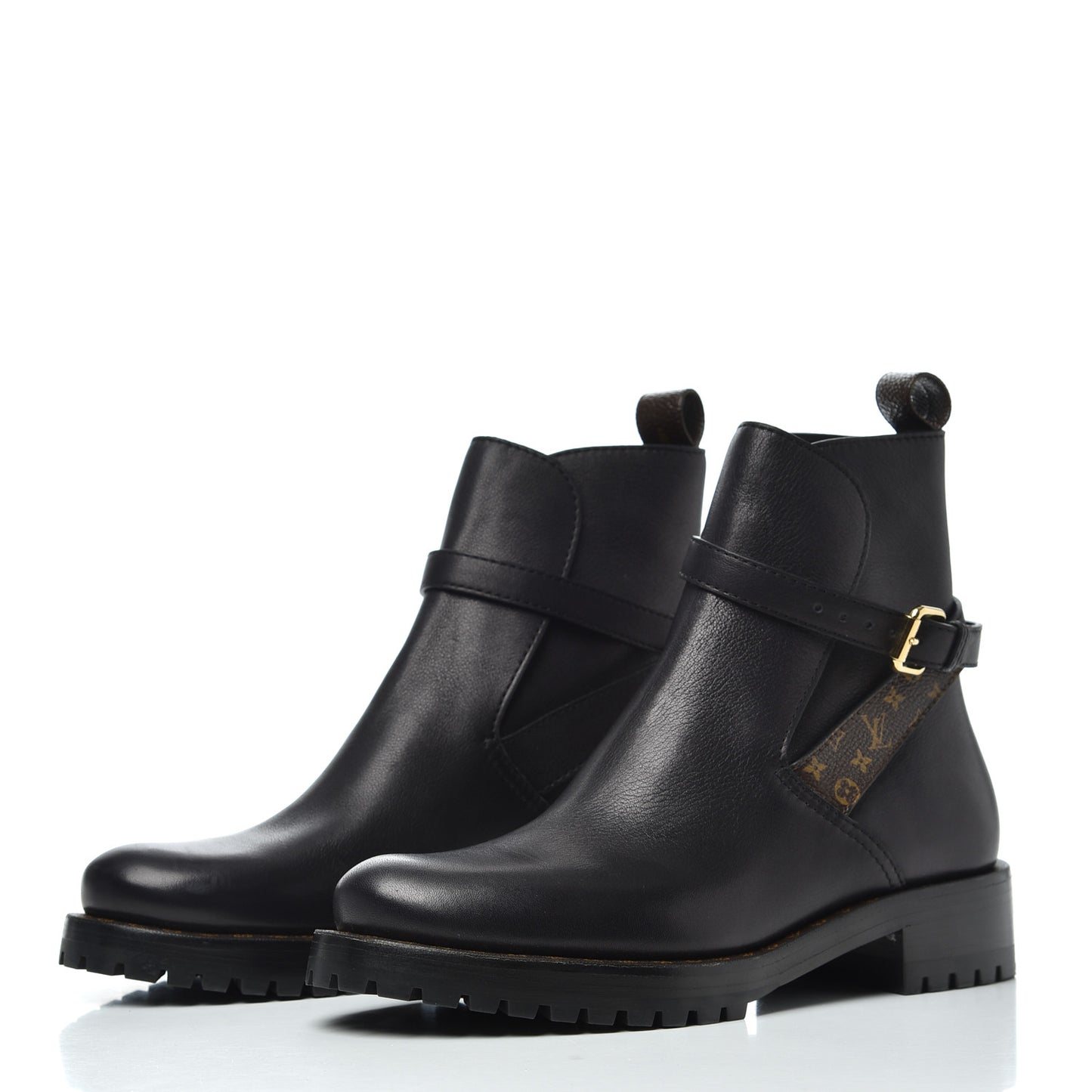 Calfskin Monogram Discovery Flat Ankle Boots 36 Black