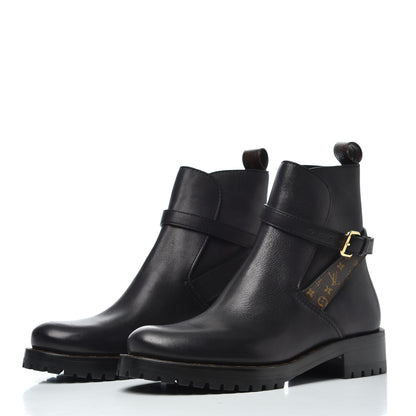 Louis Vuitton Calfskin Monogram Discovery Flat Ankle Boots 36 Black 3 of 12
