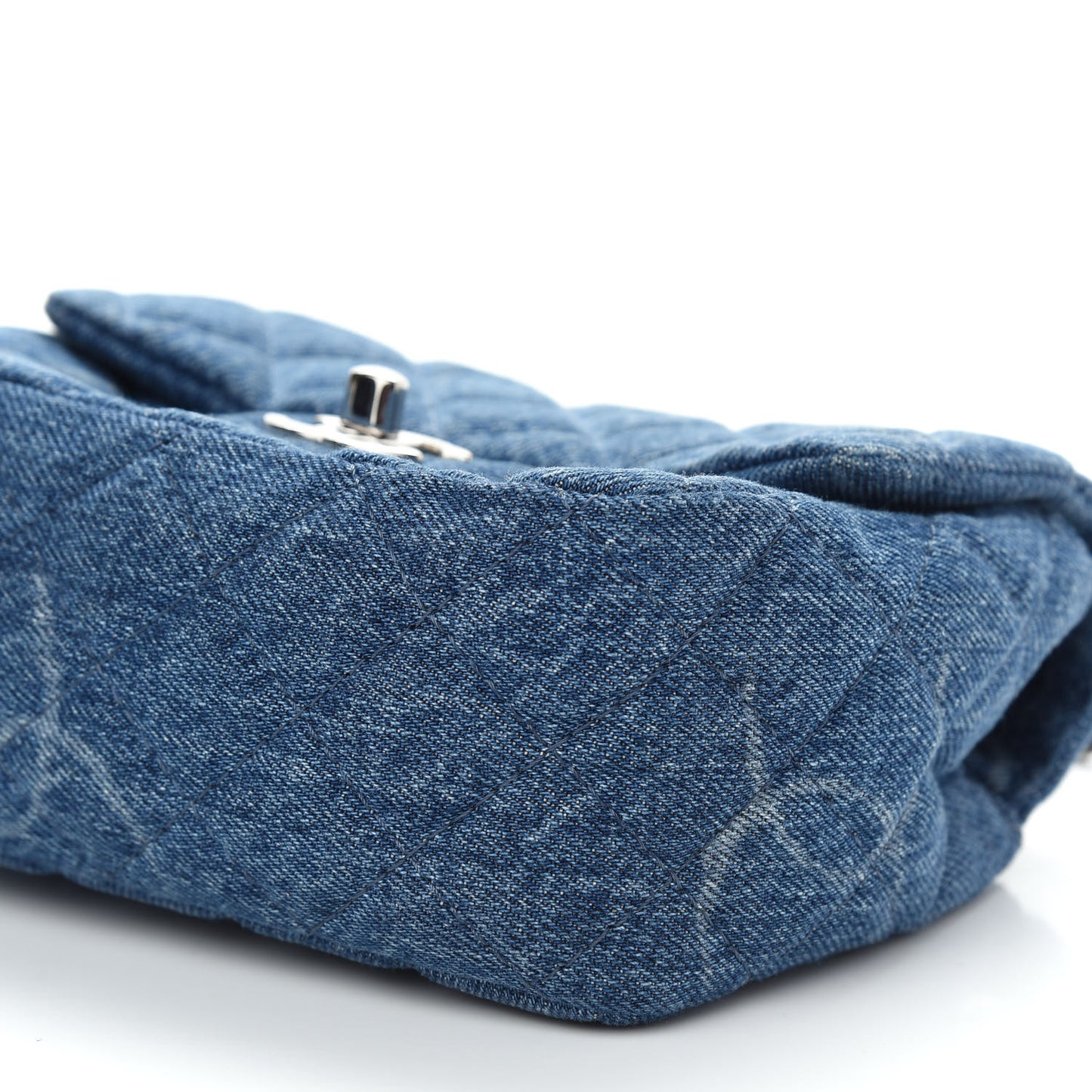 Denim CC Quilted Mini Square Flap Blue