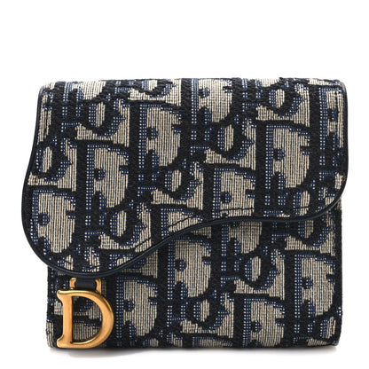 Christian Dior Saddle Lotus Wallet Blue 1 of 9