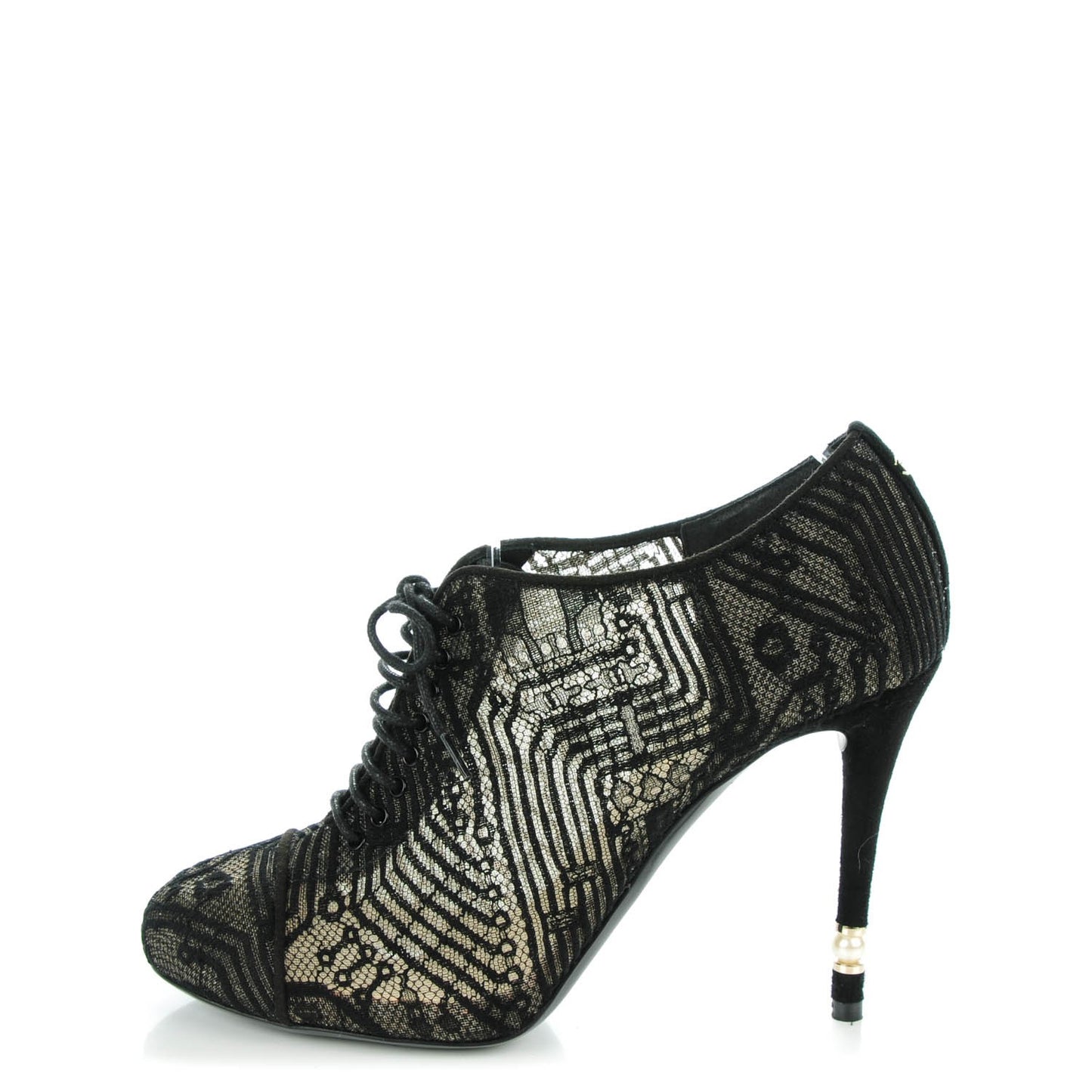 Lace Pearl Booties 38.5 Black