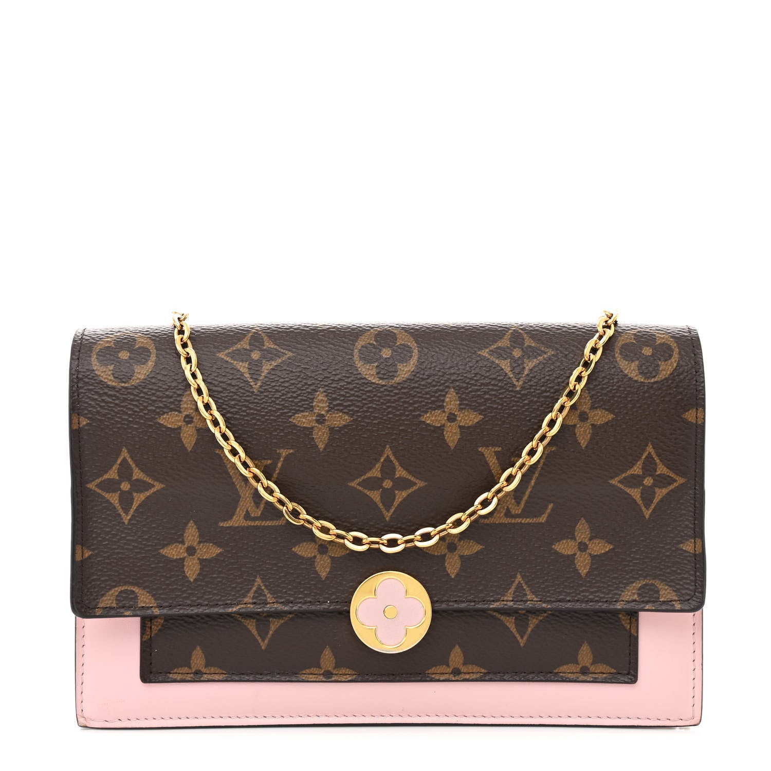 Louis Vuitton Monogram Flore Chain Wallet Rose Ballerine 1 of 8