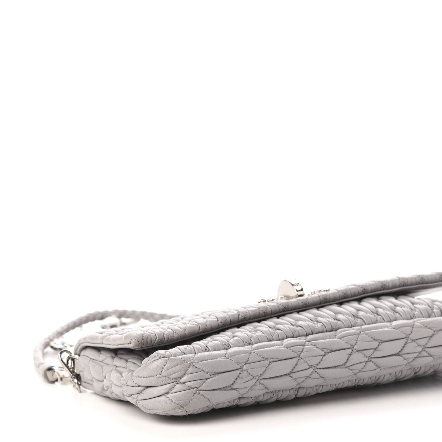Miu Miu Nappa Matelasse Crystal Flap Clutch Grey 8 of 11