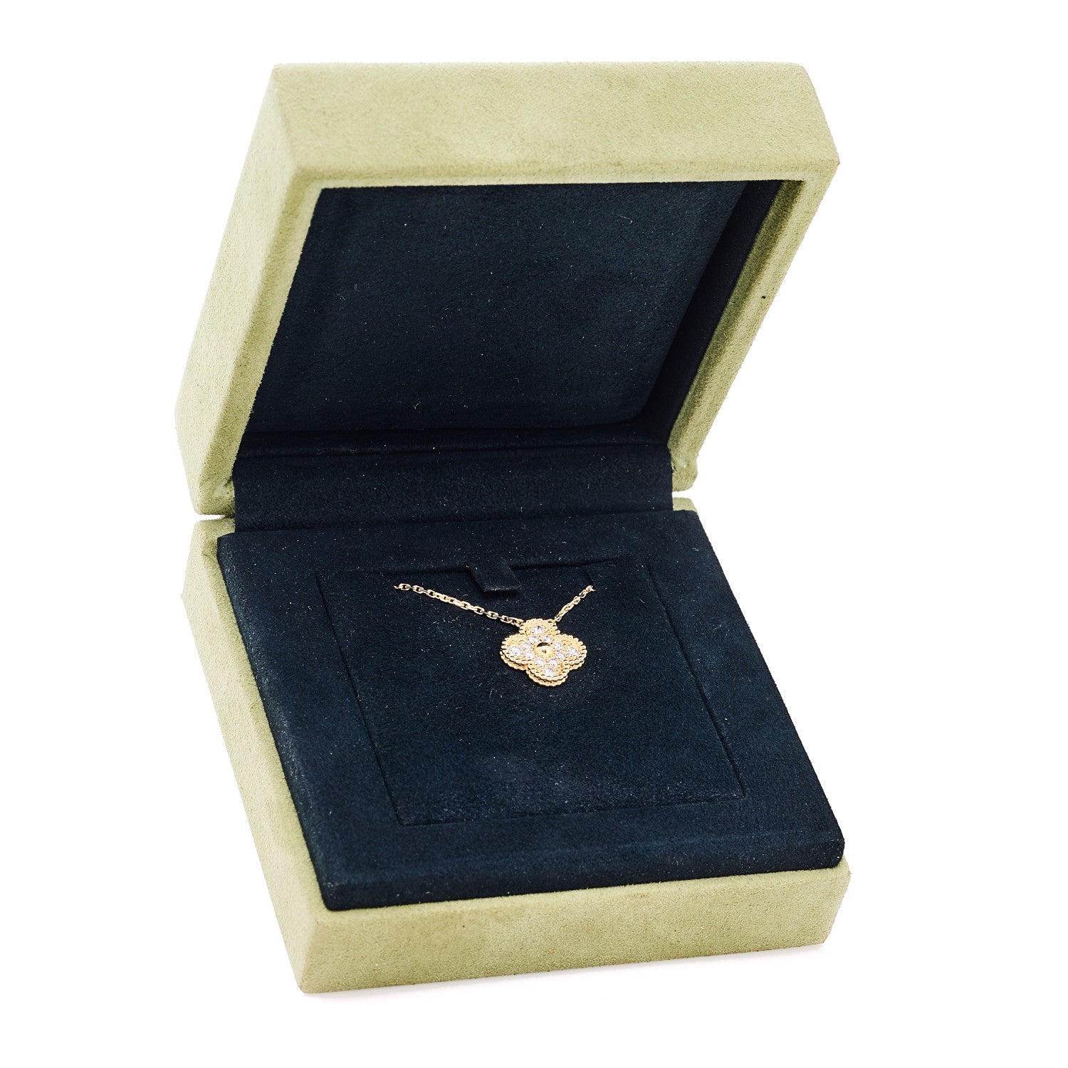 Van Cleef & Arpels 18K Yellow Gold Diamond Vintage Alhambra Pendant Necklace 6 of 6