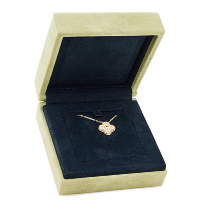 Van Cleef & Arpels 18K Yellow Gold Diamond Vintage Alhambra Pendant Necklace 6 of 6